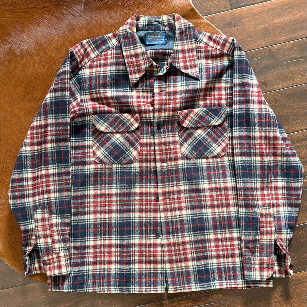 Vintage Pendleton Red and Blue Plaid Wool Shirt